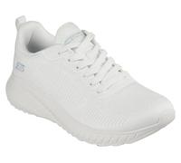Skechers Women's BOBS Squad Chaos FACE Off Sneaker, White Engineered Knit, 4 UK