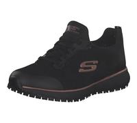 Skechers Women's Squad SR Sneaker, Black Flat Knit Rose Gold Trim, 5 UK
