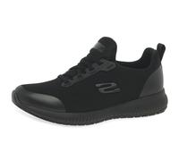 Skechers Women's Squad Sr Work Shoes, Black Black Flat Knit Blk, 2 UK