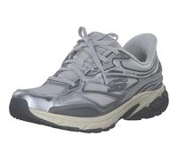 Skechers Women's Slip-On Sneaker Stamina Sport - Silver Duraleather/Gray Mesh - UK 6.5