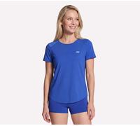 Skechers Women's Stride Performance T-Shirt in Blue/Gold, Size Medium | Recycled Nylon/Spandex