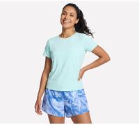 Skechers Women's Stride Performance T-Shirt in Charcoal/Aqua, Size Medium | Recycled Nylon/Spandex