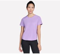 Skechers Women's Stride Performance T-Shirt in White/Light Purple, Size Medium | Recycled Nylon/Spandex