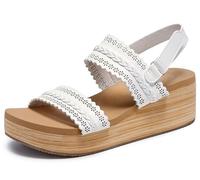 Skechers Women's Wedge Sandal Summers-Coastal Stroll White Size 6