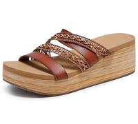 Skechers Women's Summers Wedge Sandal, Luggage, 8.5