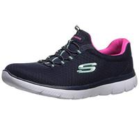 Skechers Women's Summits 12980 Trainers, Navy Mesh / Hot Pink Trim, 8 UK