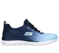 Skechers Women's Summits - Bright Charmer Sneaker in Navy Blue, Size 6 | Textile/Synthetic, Vegan, Machine Washable