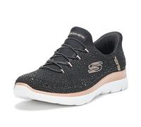 Skechers Women's Summits-Brilliant Shine Hands Free Slip-ins Sneaker, Black/Rose Gold=bkrg, 6