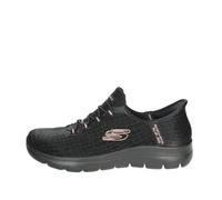 Skechers Women's Summits Classy Night Slip-On Sneakers, Black Mesh/Black/Rose Gold Trim, 8 UK