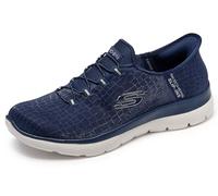 Skechers Slip Ins Classy NVSL Navy Silver Womens trainers 150128 in a Plain Man-made in Size 4