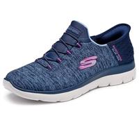Skechers Women's Slip-ins: Summits - Dazzling Haze Sneaker in Navy Blue/Purple, Size 2 | Textile/Synthetic, Vegan, Machine Washable