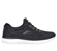 Skechers Women's Summits - Fun Flair Sneaker in Black/White, Size 4 | Textile/Synthetic, Vegan, Machine Washable
