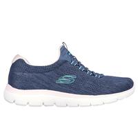 Skechers Women's Summits - Fun Flair Sneaker in Navy Blue, Size 8 | Textile/Synthetic, Vegan, Machine Washable