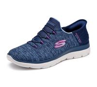 Skechers Women's Summits Hands-Free Slip-Ins - Memory Foam Insole, Heel Pillow, Vegan Materials Sneaker, Navy Purple, 6 Wide