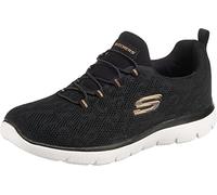 Skechers Women's Summits Leopard Spot Trainers, Black Mesh Rose Gold Trim, 4.5 UK