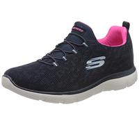 Skechers Women's Summits Leopard Spot Trainers,Navy Mesh / Hot Pink Trim,3 UK