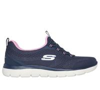 Skechers Women's Summits - New Nature Sneaker in Navy Blue/Pink, Size 7 | Textile/Synthetic, Vegan, Machine Washable
