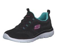 Skechers Women's Slip-On Trainers Summits New Nature Black Knit Pink & Aqua Trim Sizes 4-8