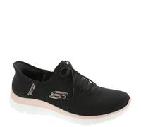 Skechers Women's Summits Night Chic Hands Free Slip-ins Sneaker, Bkrg=Black/Rose Gold, 9