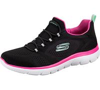 Skechers Women's Summits Perfect Views Sneaker, Black Mesh/Hot Pink Trim, 4 UK