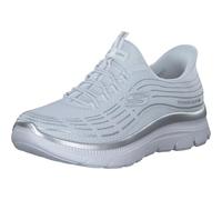 Skechers Women's Summits Plus Soft Luster Slip-On Sneakers, White Mesh/Silver Trim, 3.5 UK