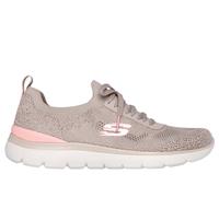 Skechers Women's Summits - Sneak Peek Sneaker in Taupe/Pink, Size 6 | Textile/Synthetic, Vegan, Machine Washable