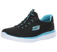Skechers Women's Summits Sneaker, Black Turquoise Dark, 2.5 UK