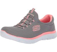Skechers Women's Summits Sneaker, Grey Mesh Pink Trim, 1 UK