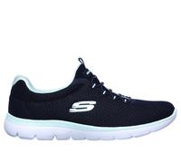 Skechers Women's Summits Sneaker in Navy Blue/Aqua, Size 4.5 | Textile/Synthetic, Vegan, Machine Washable