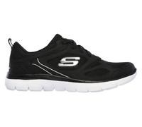 Skechers Women's Summits - Suited Sneaker in Black/White, Size 6 | Leather/Textile/Synthetic