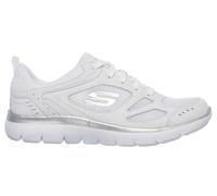 Skechers Women's Summits - Suited Sneaker in White/Silver, Size 5 | Leather/Textile/Synthetic