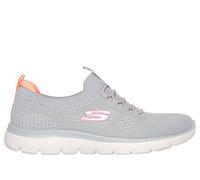 Skechers Women's Sneakers Summits Top Player - Gray Knit, Pink Coral Trim - UK 5