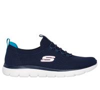 Skechers Womens Summits Top Player Sneaker – Navy Knit with Teal Pink Trim – UK 4.5