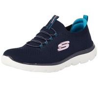 Skechers Womens Summits Top Player Sneaker, Navy Knit Teal Pink Trim, 2.5 UK
