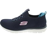 Skechers Womens Summits Top Player Sneaker, Navy Knit Teal Pink Trim, 2 UK