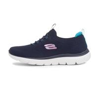Skechers Womens Summits Top Player Sneaker, Navy Knit Teal Pink Trim, 5.5 UK