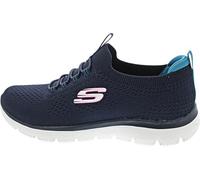 Skechers Womens Summits Top Player Sneaker, Navy Knit Teal Pink Trim, 6 UK
