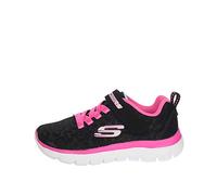 Skechers Women's Summits Worth Wild Sneaker, Black Sparkle Mesh Neon Pink Trim, 10 UK