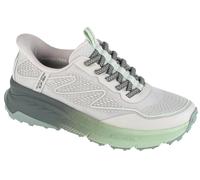 Skechers Women's Slip-On Sneakers Switch Back Mist, Gray Textile/Synthetic with Green Trim, UK 3