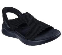 Skechers Women's T-Strap Sandal Flat, Black/Black, 10