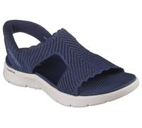 Skechers Women's T-Strap Sandal Flat, Navy, 6
