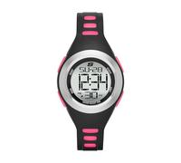 Skechers Women's Tennyson Quartz Metal and Silicone Digital Watch Color: Silver, Black/Pink (Model: SR2019)