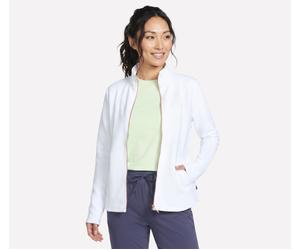 Skechers Women's The GO WALK Shine Jacket in White, Size Large | Recycled Polyester/Spandex