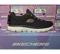 SKECHERS WOMENS TRAINERS BLACK SUMMITS LADIES MEMORY FOAM SLIP-ON WALKING SHOES
