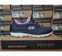 SKECHERS WOMENS TRAINERS BLUE SUMMITS LADIES MEMORY FOAM SLIP-ON WALKING SHOES