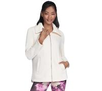 Skechers Women's GO SNUGGLE Tunic Full Zip Jacket in Off White, Size Large | Polyester/Cotton/Spandex