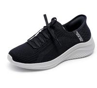 Skechers Women's Ultra Flex 3.0 Brilliant Path Slipper, Black Knit/White Trim, 4 UK