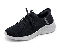 Skechers Women's Ultra Flex 3.0 Brilliant Path Slipper, Black Knit/White Trim, 5 UK