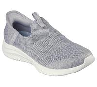 Skechers Women's Slip-on Sneaker Ultra Flex 3.0 Smooth Step Light Grey Knit Jersey Trim UK 7