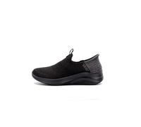 Skechers Women's Ultra Flex 3.0 Smooth Step Sneaker, Black Knit Jersey Trim, 2 UK